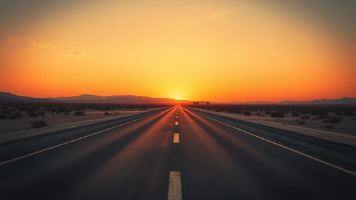 Desert highway at sunset