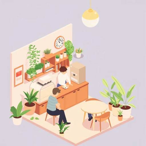 Isometric cozy cafe