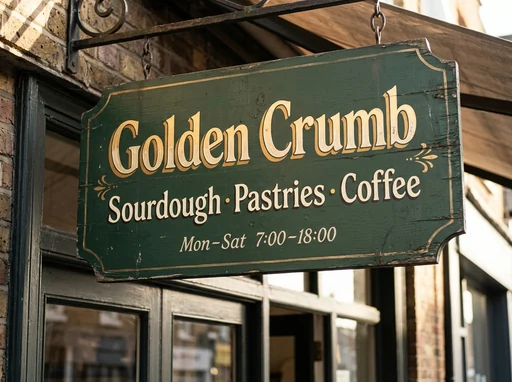 "Golden Crumb" bakery sign