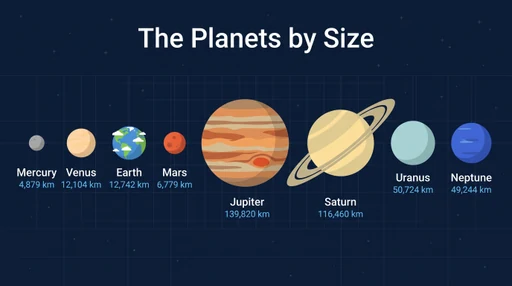 The planets by size