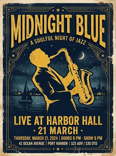 "Midnight Blue" jazz poster