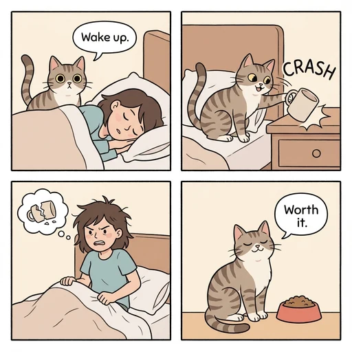 Four-panel cat comic