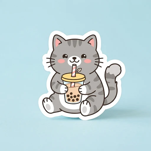 Bubble tea cat sticker