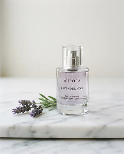 Perfume bottle on marble