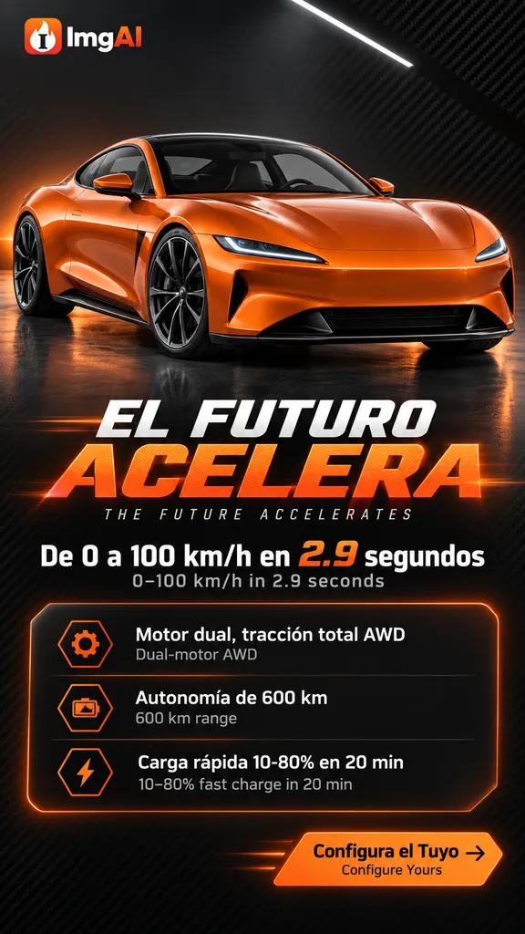 8-poster listing, Spanish + English — created with ImgAI